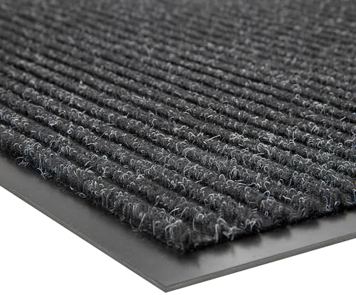 100pointONE Front Door Mat, Heavy Duty Indoor Outdoor Doormat for Entryway, 72" x 24" Low Profile Outdoor Mats for Home Entrance, Stain and Fade Resistant Welcome Mat for High Traffic Area, Black - color: Black Striped, size: 2' x 6' (Rectangular)