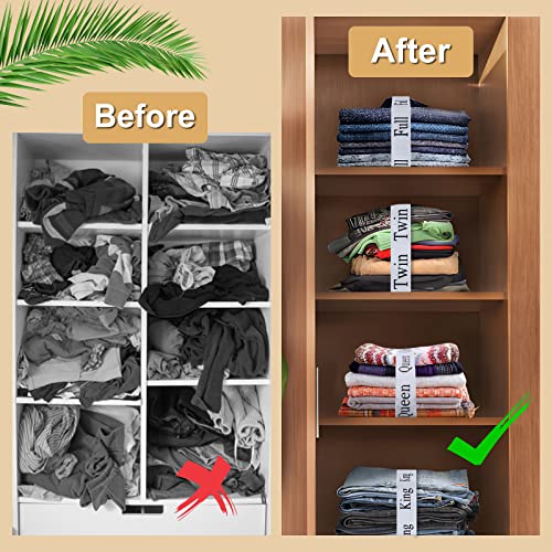 8 Pieces Bed Sheet Organizer Bands, Elastic Bed Sheet Straps Organizer and Storage Keepers, Linen Labels Bedding Bands for Closet, Bedroom, Dorm and Laundry Room (King Queen Twin Full) - size: 8Pcs-Mix