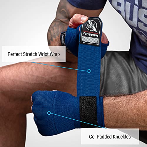Hayabusa Quick Gel Hand Wrap Boxing Gloves | Slip-On Design, Padded Knuckle Protection, Hook and Loop Closure, Muay Thai Kickboxing, Men and Women, Sparring - color: Blue, size: X-Large