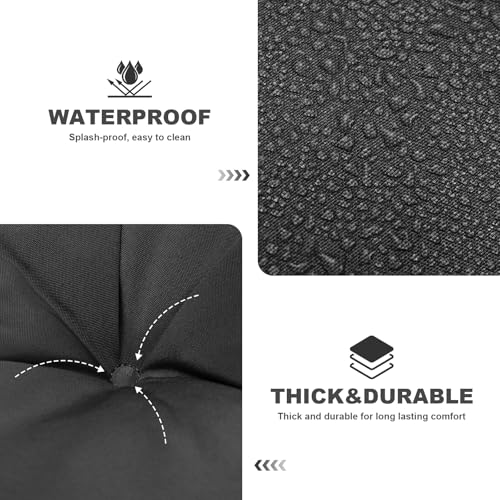 Porch Swing Cushions,Outdoor Cushions 3 Seater Replacement with Backrest, Waterproof Thickened Bench Cushion with Ties for Porch, Patio,Outdoor, Backyard and Garden (Black 40 * 40 in) - color: Black, size: 40x 40 inches