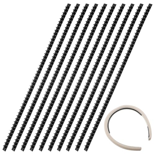 Larrel 10 Pcs Self-Adhesive Teeth Headband, 5MM Wide DIY Silicone Headband Teeth Strips, Anti-Slip Headbands with Teethes for Women Girls Hair Accessories DIY Craft