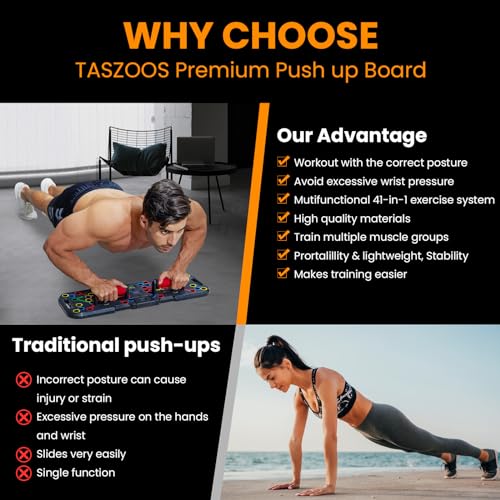 Push Up Board, with Counter & Timer, 41-in-1 Portable Push Up Bar | 41-in-1 Push Up Board, Automatic Counter & Timer, Foam Handles, Portable Home Workout Equipment for Upper Body Training