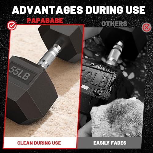 Hex Dumbbell Set 60-650lb, Weights Set Rubber Encased, Home Gym | PAPABABE Complete & Durable Cast Iron Core Odorless PVC Antiroll Hex Shape Ergonomic Chrome Handle Versatile Home Gym - size: 250 lb Set (Pair of 15, 20, 25, 30 35), style: Chrome Grip