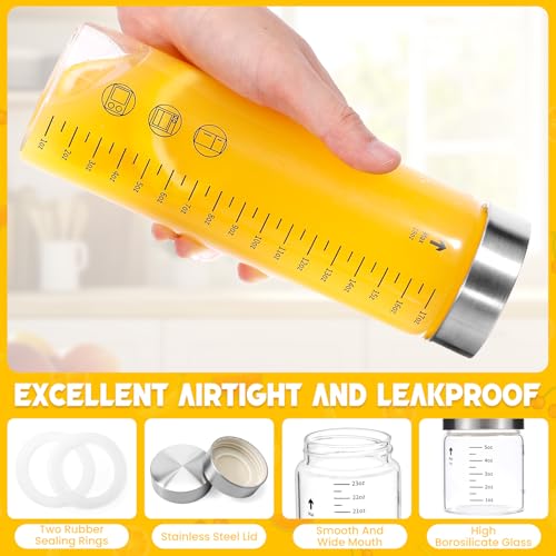 Glass Juice Bottles with Lids, 25 Oz Wide Mouth Glass Water Bottles, for Juicing, Protein, Smoothie, Milk, BPA Free, Stainless Steel Lids, Shaker Bottles (25 Oz / 2 Pack) - size: 25 Oz--2 Pack