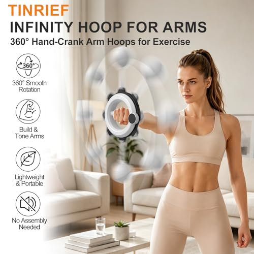 Infinity Hoop for Arms 360° Hand-Crank Arm Hoops for Exercise,Forearm, Chest, Shoulder and Arm Muscle Training Fitness Equipment, Flabby Arm Exerciser for Home & Gym Workouts for Men and Women