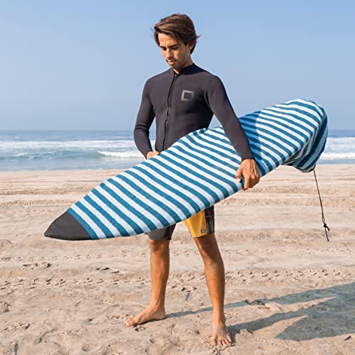 Surf Squared Surfboard Sock Cover and Paddleboard Cover - Lightweight Stretch Protective Surfboard Bag - Surfing Accessories - Shortboard, Longboard, Hybrid, Wakesurf, Standup Paddleboard SUP - color: Aqua, size: 6'4" Shortboard
