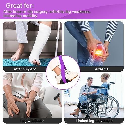 39'' Long Leg Lifter Strap with Padded Handgrips and Feet Loop,Rigid Leg Lifter Hip&Knee Replacement Surgery Recovery Kit,Mobility Aids Foot Lifter Easily Get in and Out of Bed,Car,Wheelchair - color: Pink, size: 39 Inch