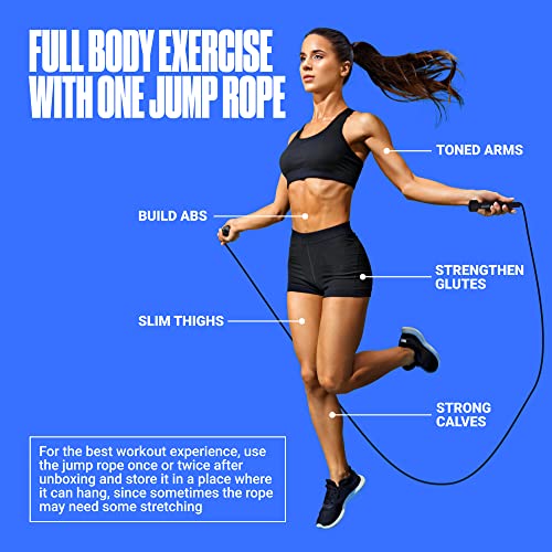 SPORTBIT Adjustable Jump Rope for Fitness and Exercise | Fitness and Exercise, Cardio, Boxing, and Weight Loss, Speed Rope, Men & Women - color: Black