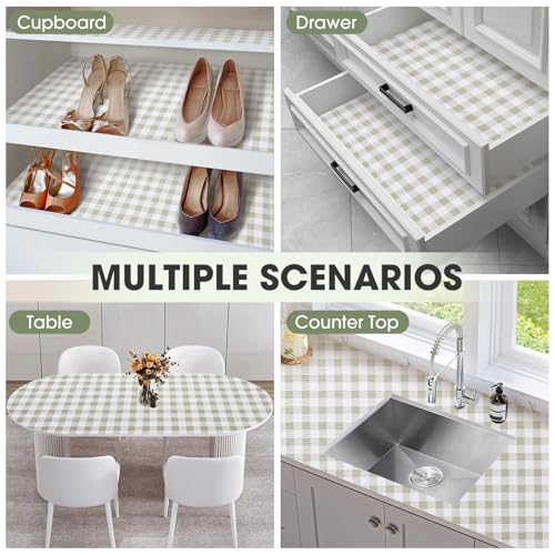 Drawer and Shelf Liner, Non-Slip Kitchen Cabinet Liners Non-Adhesive Thick Strong Grip Waterproof Washable Mats Protect Dresser Shelves Cupboard Bathroom Cabinets, Yellow Plaid, 12 in X 10 FT - color: Yellow Plaid, size: 11.8"W x 118"L