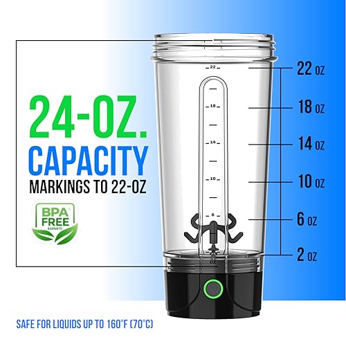 VELOMIX Electric Protein Shaker Bottle - 24 oz | USB-C Rechargeable | Leak Proof Shaker Cups for Protein Shakes | Portable Blender for Shakes and Smoothies (Electric-Transparent) - color: 1) Electric-Transparent