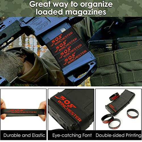 Aolamegs 5/10 Pack Magazine Bands - 5.56 Nato, 300 Blackout, 300 Subsonic, .223 Remington, .308 Winchester, 7.62x39 Magazine Marking Band, Durable Silicone Ammo Caliber Bands for Magazine Identification (2 Colors) - color: 308win-blackred(10pcs)
