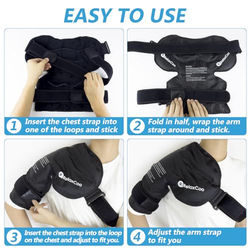 RelaxCoo XL Shoulder Ice Pack Rotator Cuff Cold Therapy, Reusable Gel Ice Wrap for Shoulder Injuries & Pain Relief, Bursitis, Tendonitis, Swelling, Recovery for Man and Women Black - style: XL SHOULDER 1 PACK BLACK