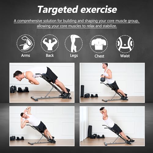 SogesPower Roman Chair Back Extension Machine, Hyperextension Bench for Hamstring,Adjustable and Foldable Exercise Equipment for Home Gym