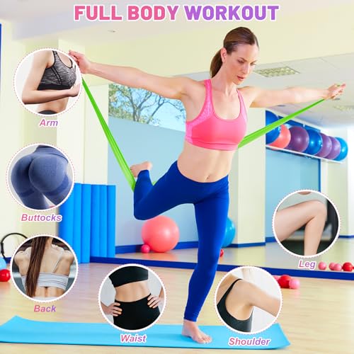 5 Pcs Resistance Bands, Professional Exercise Bands Elastic Stretch Bands for Fitness Yoga Pilates Stretching Strength Training, Workout Bands for Women and Men Home Gym - color: Black, blue, green, pink, yellow, size: 1.5m