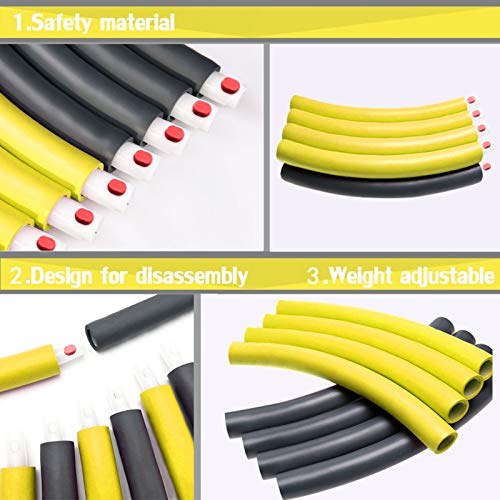 Auoxer Fitness Exercise Weighted hoops, Lose Weight Fast by Fun Way to Workout, Fat Burning Healthy Model Sports Life, Detachable and Size Adjustable Design - color: Yellow