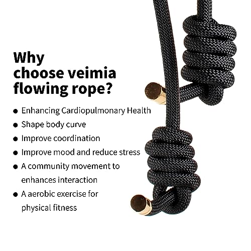 veimia Flow Rope for Fitness High Performance Double Woven Workout Rope Adjustable Flow Jump Rope for Men Women Training Indoor Outdoor Cardio Exercise Rope for beginner - color: Swan black
