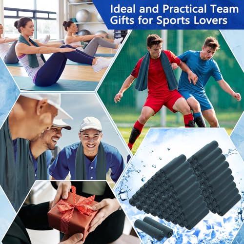 Hosuly 100 Pack Cooling Towels, 40"x12" Cooling Towels for Neck and Face Breathable Soft Chilly Sweat Rag Microfiber Sport Rags for Gym Yoga Golf Running - color: Foggy Blue