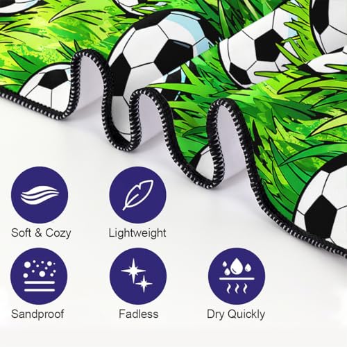 Grass Field Soccer Beach Towel, 36"x72" Sand Free Quick Dry Thin Lightweight Microfiber Gifts for Football Lovers - color: Sport-7