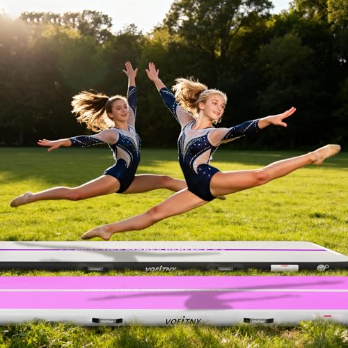 VOFiTNY All Purpose Gymnastics Mat 6.6/10/13/16/20 ft Sturdy Inflatable Tumble Track for Home/Gym - color: Cyan/HotPink, size: 10ft*3.3ft*4inches(3m*1m*0.1m)