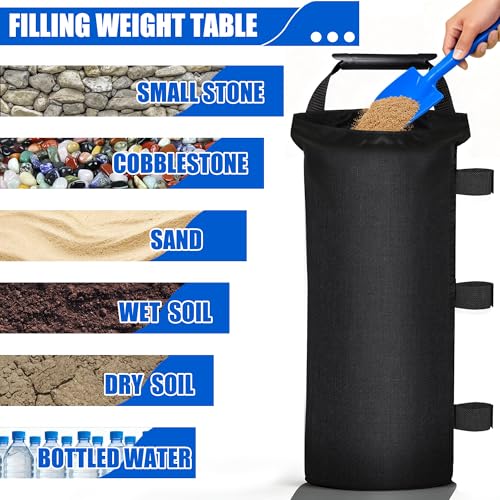 Canopy Weights Sand Bags for Weight Windproof Pop up Canopy Tent -(No Sand)-4 Pack-112LBS - color: Black