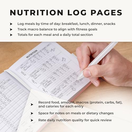 Workout + Nutrition Log – 12 Week Fitness Tracker, Workout Log Book, Gym Planner, and Food Journal | Daily Exercise, Diet, Weightlifting, and Nutrition Log (Soft Blush) - color: Soft Blush