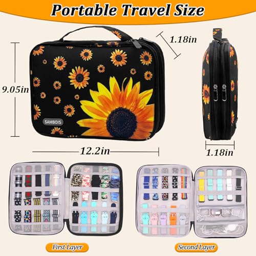 Watch Band Organizer Case for Apple Watch Band, Portable Bands Holder Organizer for 35 Straps, Travel Strap Storage Bag for iWatch Bands, Pin and Other Accessories Women (Sunflower) - color: Sunflower