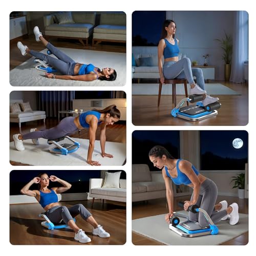 MERACH Ab Machine, Sit Up Exercise Equipment with 3 Adjustable Resistance Levels, Automatic Rebound Ab Crunch Machine for Core Workout, Ab Workout Equipment for Stomach - style: Square(Blue)