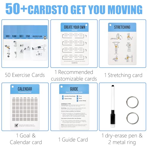 Bodyweight Workout Cards for Women & Men-50 Bodyweight Workout Cards，Includes 2 Rings& Dry-Erase for Easy Organization-Home, Gym or Studio (Bodyweight) - color: Bodyweight