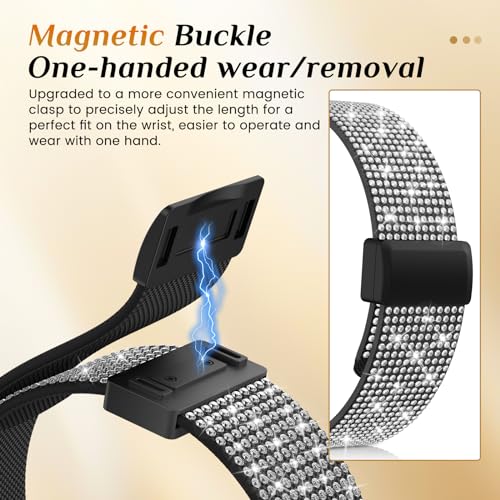 LETOID Stretchy Bands for Apple Watch Band Women Men Adjustable Solo Loop | Skin-Friendly Elastic Nylon Replacement Strap, iWatch Series 11 10 9 8 7 6 5 4 3 2 1 SE Ultra 49 46 45 44 42 41 40 38mm - color: Magnetic Clasp - Midnight Black, size: 44mm/45mm/4