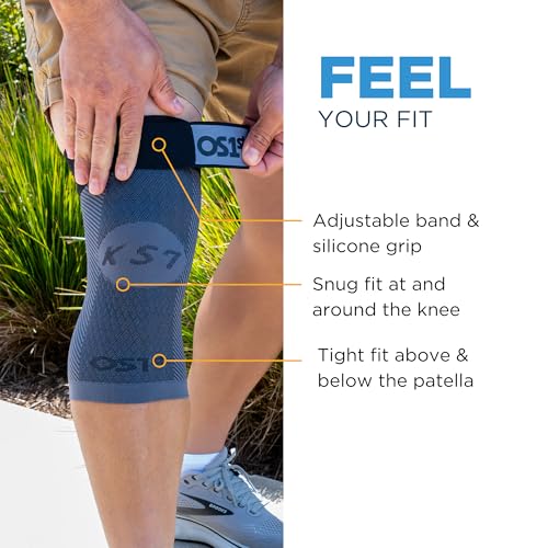 OrthoSleeve KS7+ Adjustable Knee Sleeve for Knee Pain Relief, Running, Tendonitis, Arthritis & Swelling | Medical Grade Compression with Adjustable Strap - size: Medium