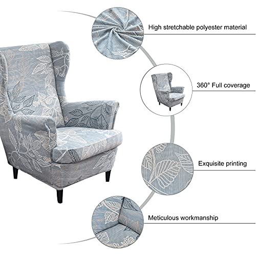 NILUOH Wingback Chair Slipcover 2-Piece Stretch Wingback Chair Sofa Slipcover Armchair Cover Printed Furniture Protector Couch Soft with Elastic Bottom for Living Room, 12 - color: 12