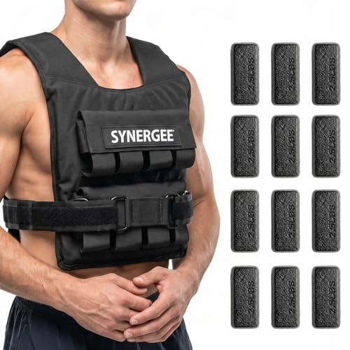 Synergee Weighted Vest – 20 30 40 lb Adjustable Options - color: 30LB