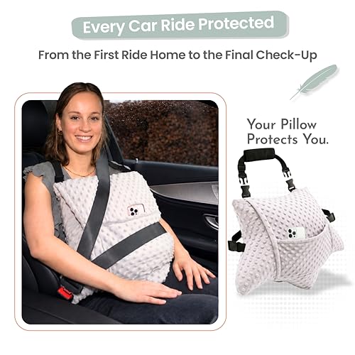 MOYOAMA Hysterectomy Pillow Post Surgery – Form-Fit Support Shield with Secure Straps, 2 Pockets, & Cozy Muff – After Hysterectomy Recovery Must-Haves, Post-Op C-Section Pillow Post Surgery Gifts - color: Moonlight Grey