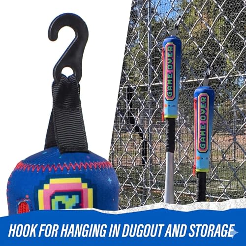 Handle Cover - Baseball Bat Cover Sleeve Protects Vehicle & Bat Grip - Batting Gloves & Helmet Companion with Zippered Hook - Softball Accessory - color: Game Over