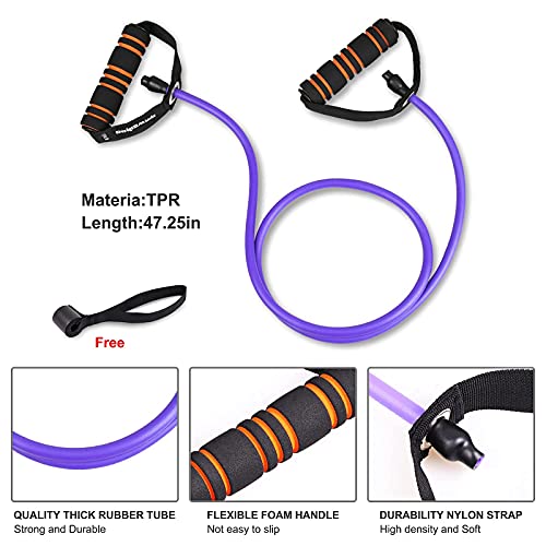 Resistance Exercise Band with Handles, Workout Band Weight Band for Physical Therapy,Strength Training Home Gym Fitness,with Door Anchor & Storage Bag. - color: Pink,Peach,Purple(5lb-25lb)
