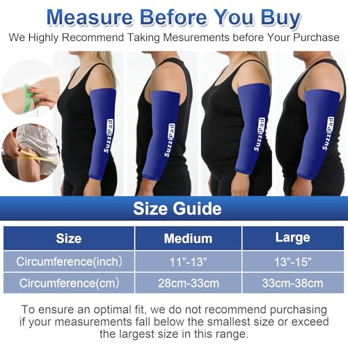 Suzzipad Extended-Length Elbow Ice Pack for Pitchers, Flexible Arm ice Pack Sleeve, 360° Reusable Gel Wrap for Upper Arm, Wrist, Shin Splint, Tendonitis and Golfers Relief, Blue, Medium - style: Medium