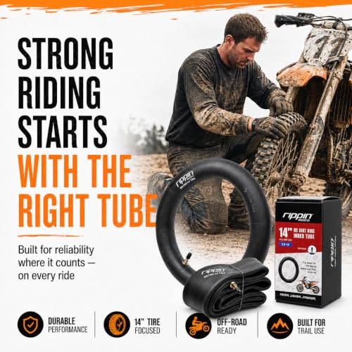 Rippin Moto 90/100-14 (3.0-14) Heavy Duty 14" Dirt Bike Inner Tube - 3mm Thick, TR4 Valve, Fits Most 14" Pit Bike & Motocross Tires (3.0x14)