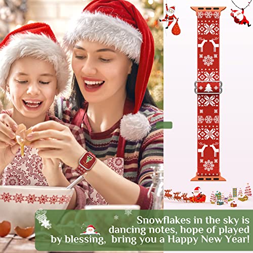 LETOID Stretchy Bands for Apple Watch Band Women Men Adjustable Solo Loop | Skin-Friendly Elastic Nylon Replacement Strap, iWatch Series 11 10 9 8 7 6 5 4 3 2 1 SE Ultra 49 46 45 44 42 41 40 38mm - color: Christmas: Socks, Snowflakes, Starry Sky, size: 38