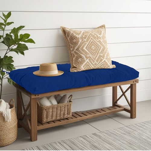Outdoor Bench Cushion Waterproof, Tufted Bench Seat Cushion | 36 x 15 Inch Patio Wicker Indoor Seat Pads for Outside Garden Patio Balcony, Navy - color: Dark Cerulean, size: 36x15 Inch