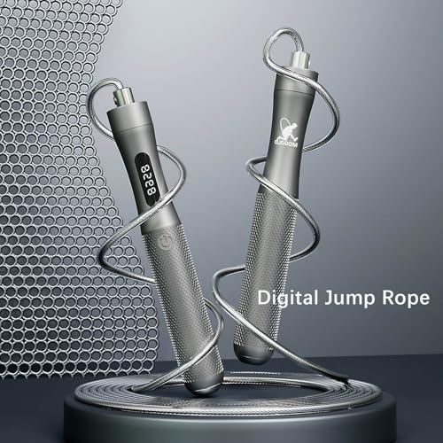 Smart Jump Rope with Counter - LCD Display, Aluminum Handles, Adjustable PVC-Coated Steel Cable (118"), Type-C Charging for Cardio, Boxing & HIIT Workouts