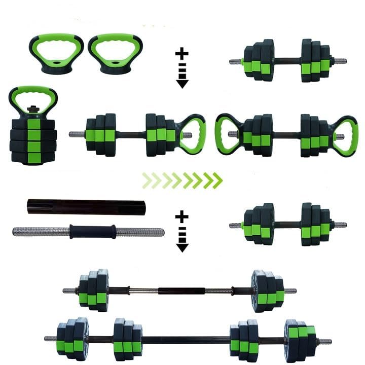 Adjustable Dumbbell Set, 44/66/88 Lbs Free Weight Dumbbells Set, 4 in 1 Dumbbells Set Used As a Kettlebell, Barbell, Push Up Stand, Exercise & Fitness for Home Gym, Black & Green - size: 44 LB-Octagon with Iron Grip