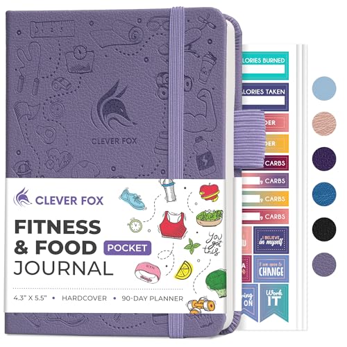 Clever Fox Fitness & Food Journal, Workout Planner, 4.2"x5.7" Lavender | Lasts 3 months, undated hardcover exercise & weight loss journal for women, gym, diet, meal tracker, calorie counter book - color: Lavender, size: Pocket (4.2" x 5.7")