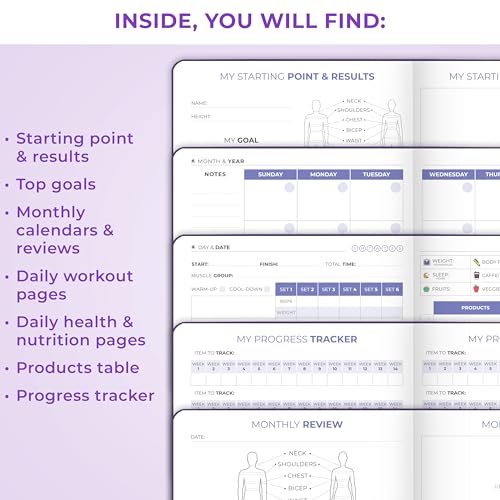 Clever Fox Fitness & Food Journal, Workout Planner, 4.2"x5.7" Purple | Lasts 3 months, undated hardcover exercise & weight loss journal for women, gym, diet, meal tracker, calorie counter book - color: Purple, size: Pocket (4.2" x 5.7")