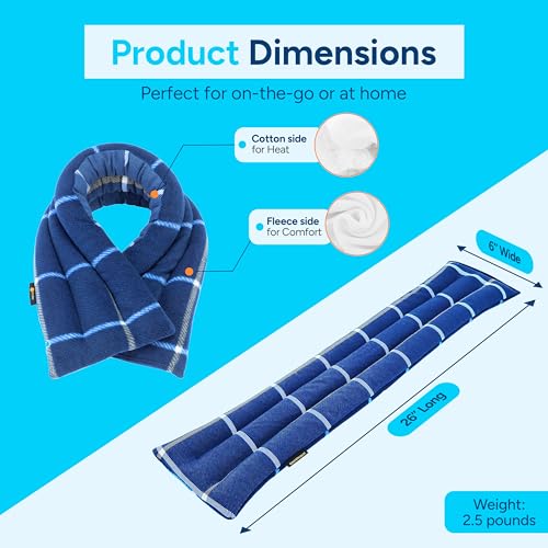 SunnyBay Microwave Heating Pad, 26" Long Microwavable Neck Wrap & Heat Pack for Moist Hot Therapy, Heated Neck Warmer for Neck, Shoulder & Back Pain Relief, Flaxseed Filling, 26x6, Ocean Blue - color: 6x26 Unscented - Ocean Blue