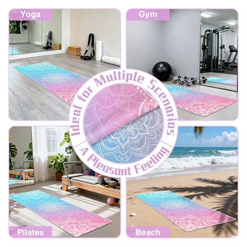 Yoga Towel,Ultra-Absorbent Yoga Mat Towel for Hot Yoga Non Slip,72 x 27 in, Purple - color: Purple