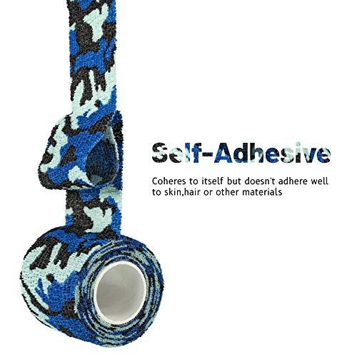 FRESINIDER 9 Rolls Self Adhesive Wrap Athletic Tape Gauze, Breathable Elastic Cohesive Bandage for Sports Injury & Pet (7 Pcs 2" x 5 Yards + 2 Pcs 1" X 5 Yards) (Sea Camo) - color: Sea Camo