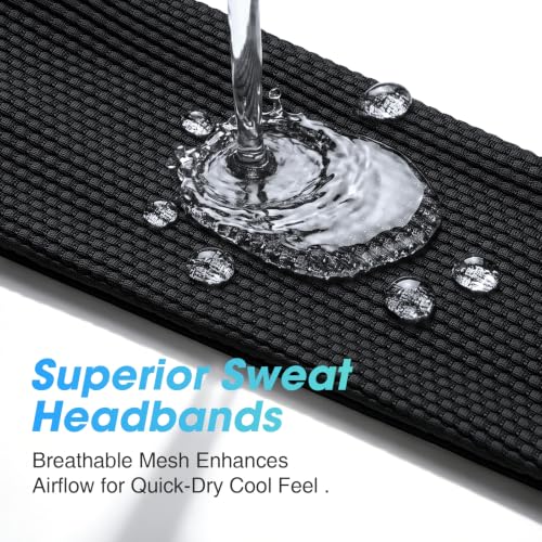 Braylin Sports Headbands for Men, 5-Pack Sweatbands Head Band Unisex Breathable Sweat Wicking Running Cycling Yoga Baseball Workout - color: 01.5Pcs Color-Black