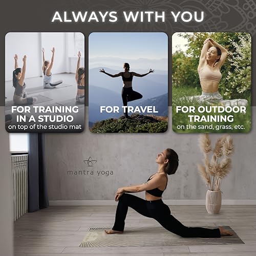 Mantra Yoga Travel PRO 1.5mm with Knee Pad - Foldable Fitness & Exercise Mat with Bag | Lightweight, Compact & Eco-Friendly | Non-Slip & Washable | For All Types of Yoga | 72" L x 24" W | 2.6 lbs - color: Sunway