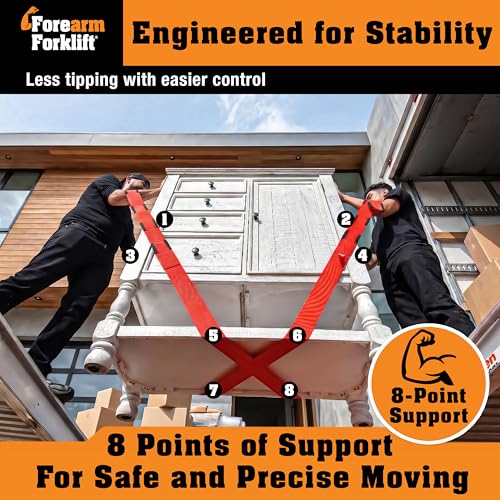 Furniture Moving Straps, 2-Person Lifting Strap for Furniture & Appliances, Furniture Lifting Tool Set with Moving Straps for Lifting, 800 lb Capacity, Forearm Forklift Firehouse Red - color: Firehouse Red Special Edition