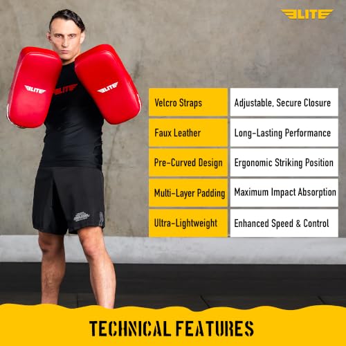 Elite Sports Muay Thai Kickboxing Training Pad for Kickboxing, MMA, Taekwondo, Karate. Ideal for Punches, Knees, and Kicks in Martial Arts Training (ONE PAD ONLY) - color: Solid Red